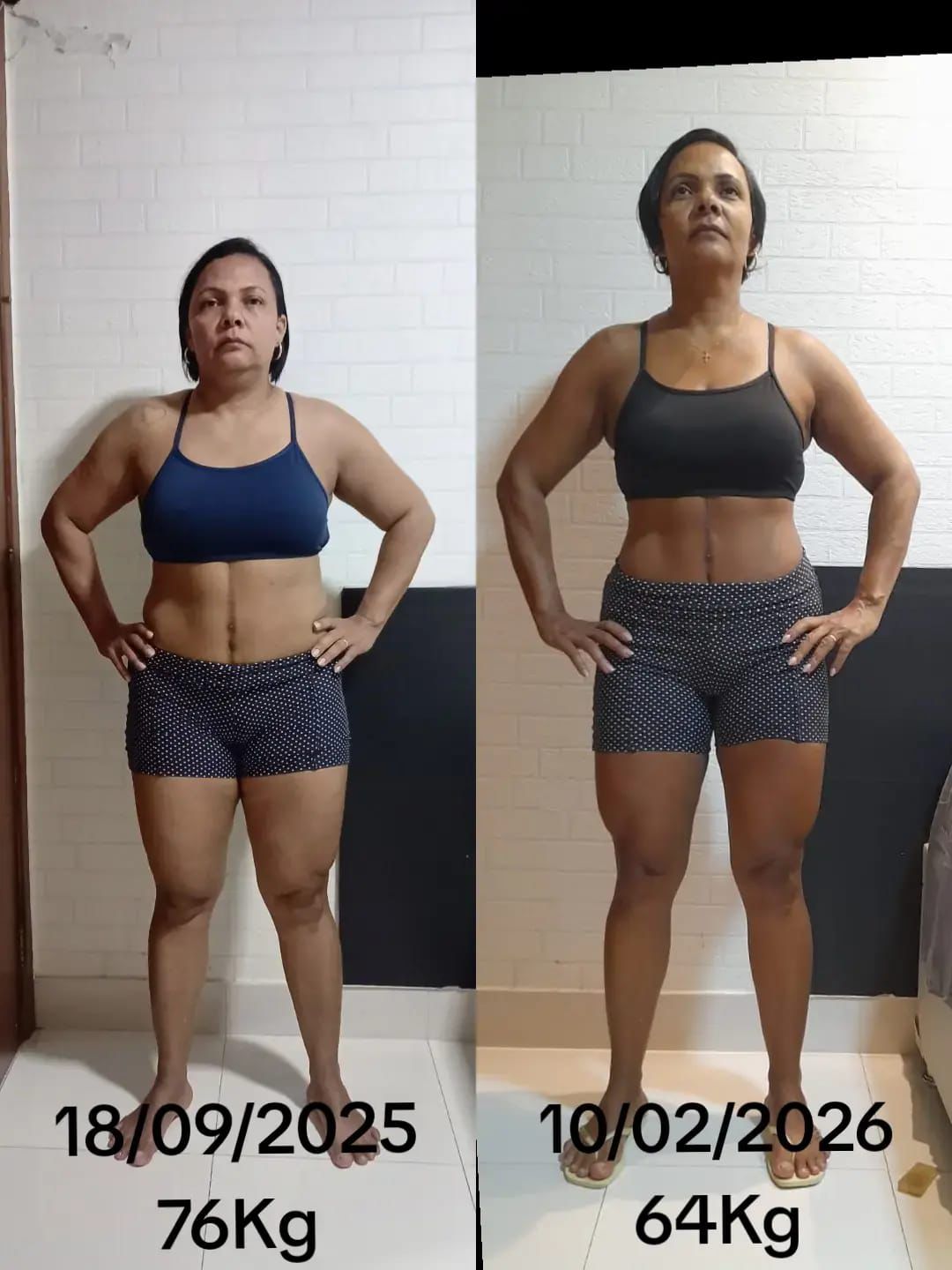 Resultado — 76kg para 64kg